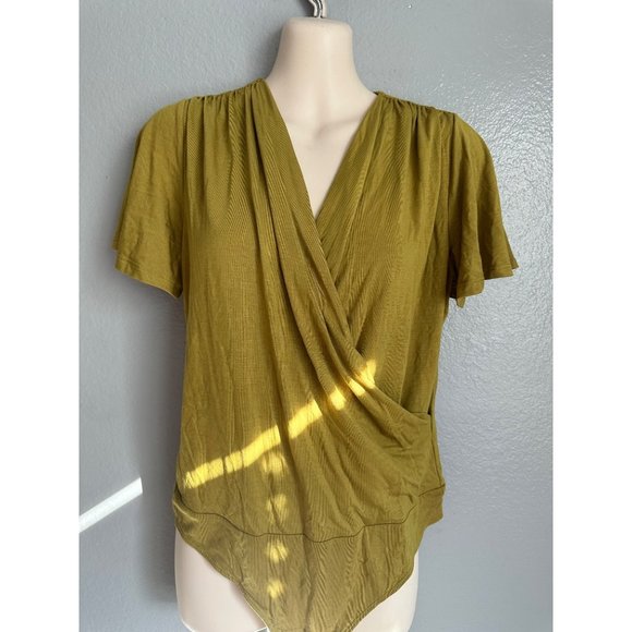 Banana Republic Tops - Banana Republic Thread Soft Crossover Body suit size S army green
